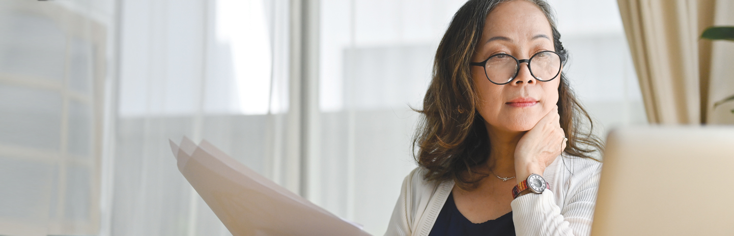 Woman looking at computer